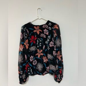 Who What Wear Black Floral Blouse